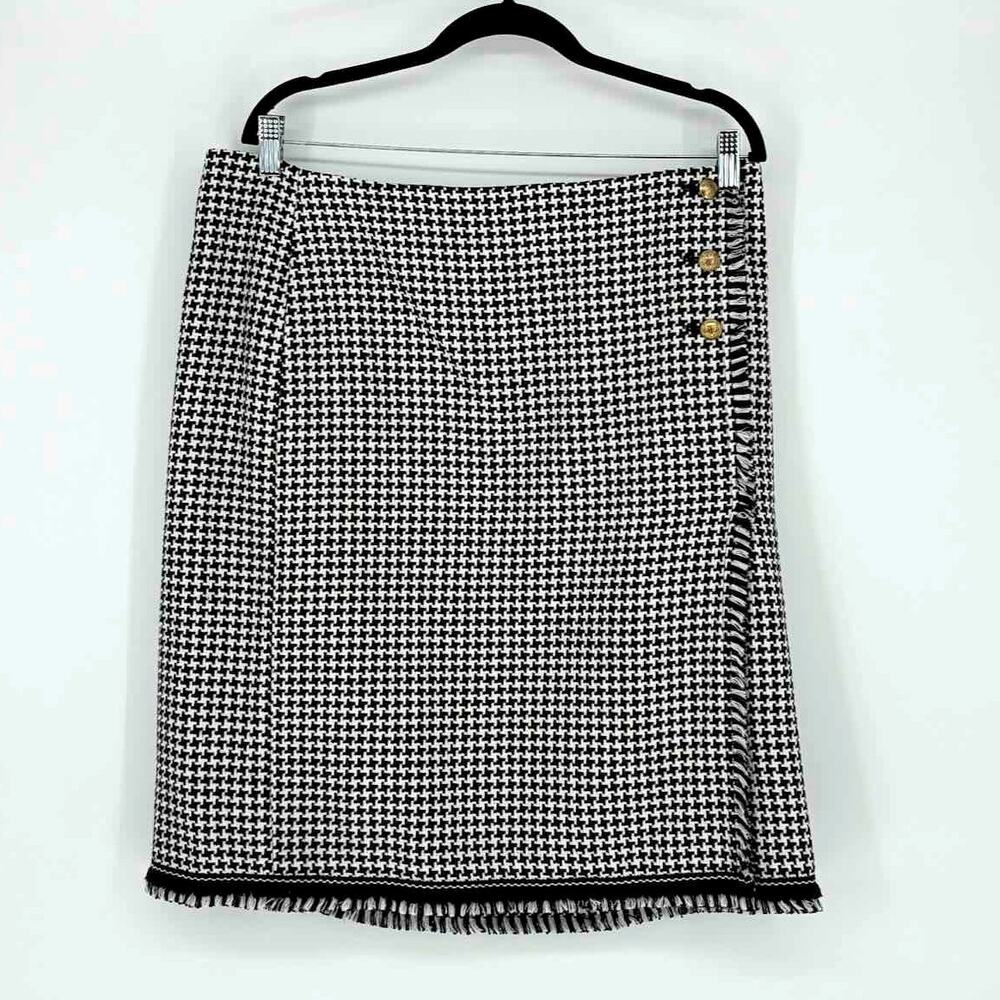 Talbots Black & White Houndstooth Classic Tweed Skirt - Size 14